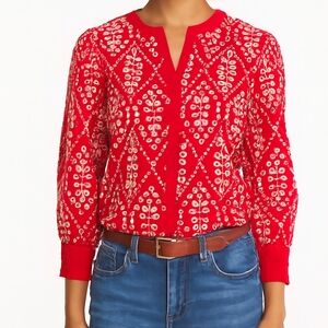 CABI Lyric Embroidered Eyelet Blouse